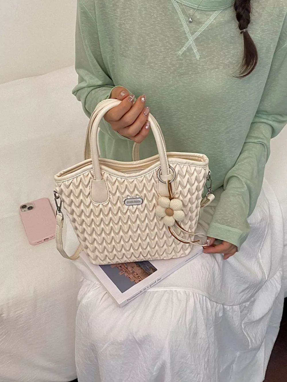 Top Handle Texture Crossbody Bag, image 2