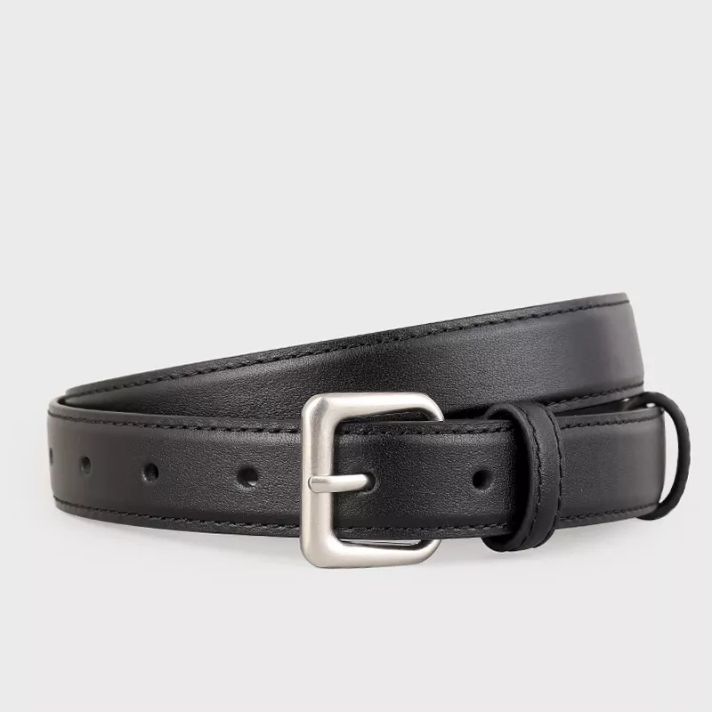 Classic Leather Belt with Silver Buckle, image 2