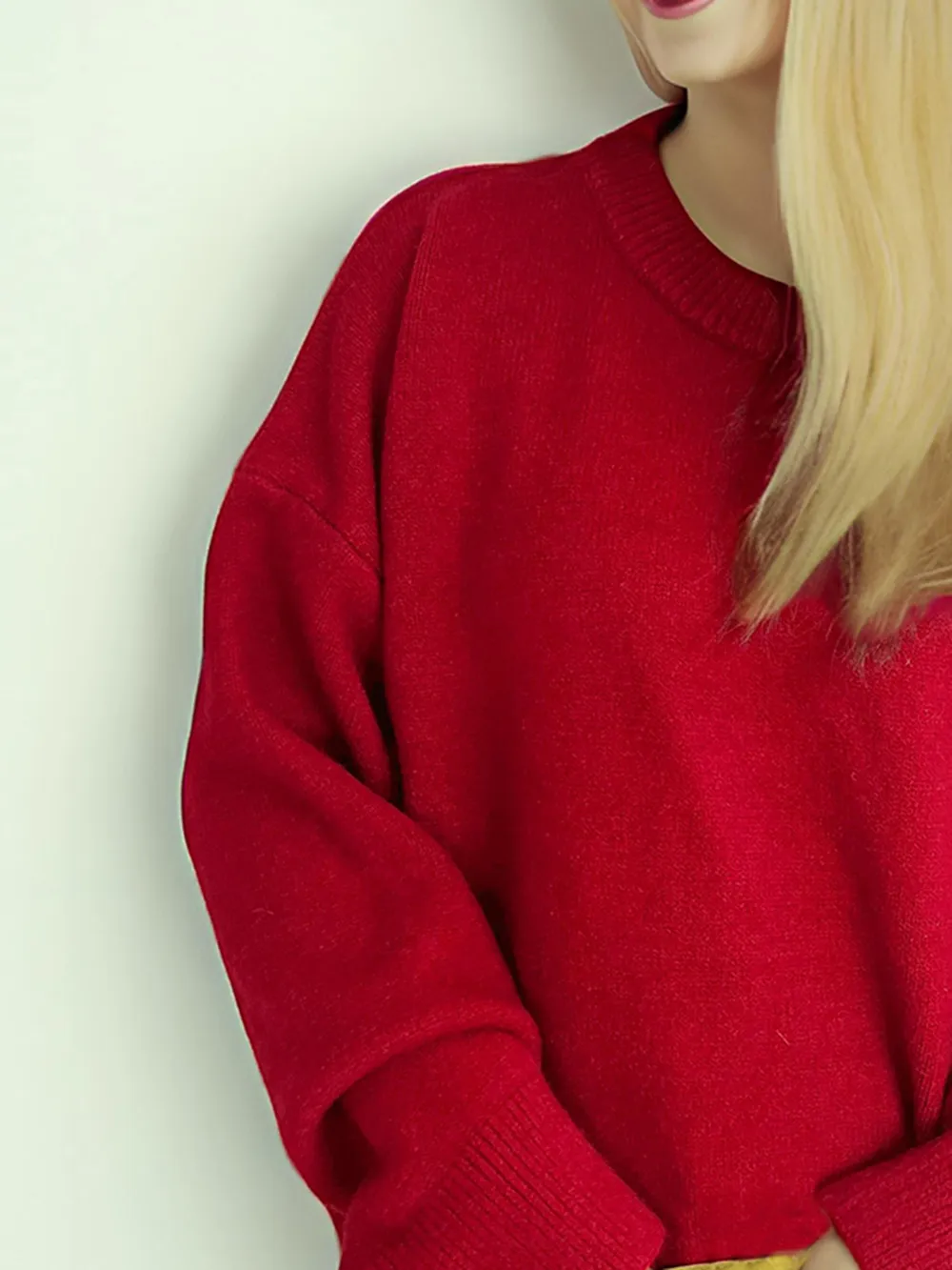 Round Neck Dropped Shoulder Long Sleeve Sweater, image 13