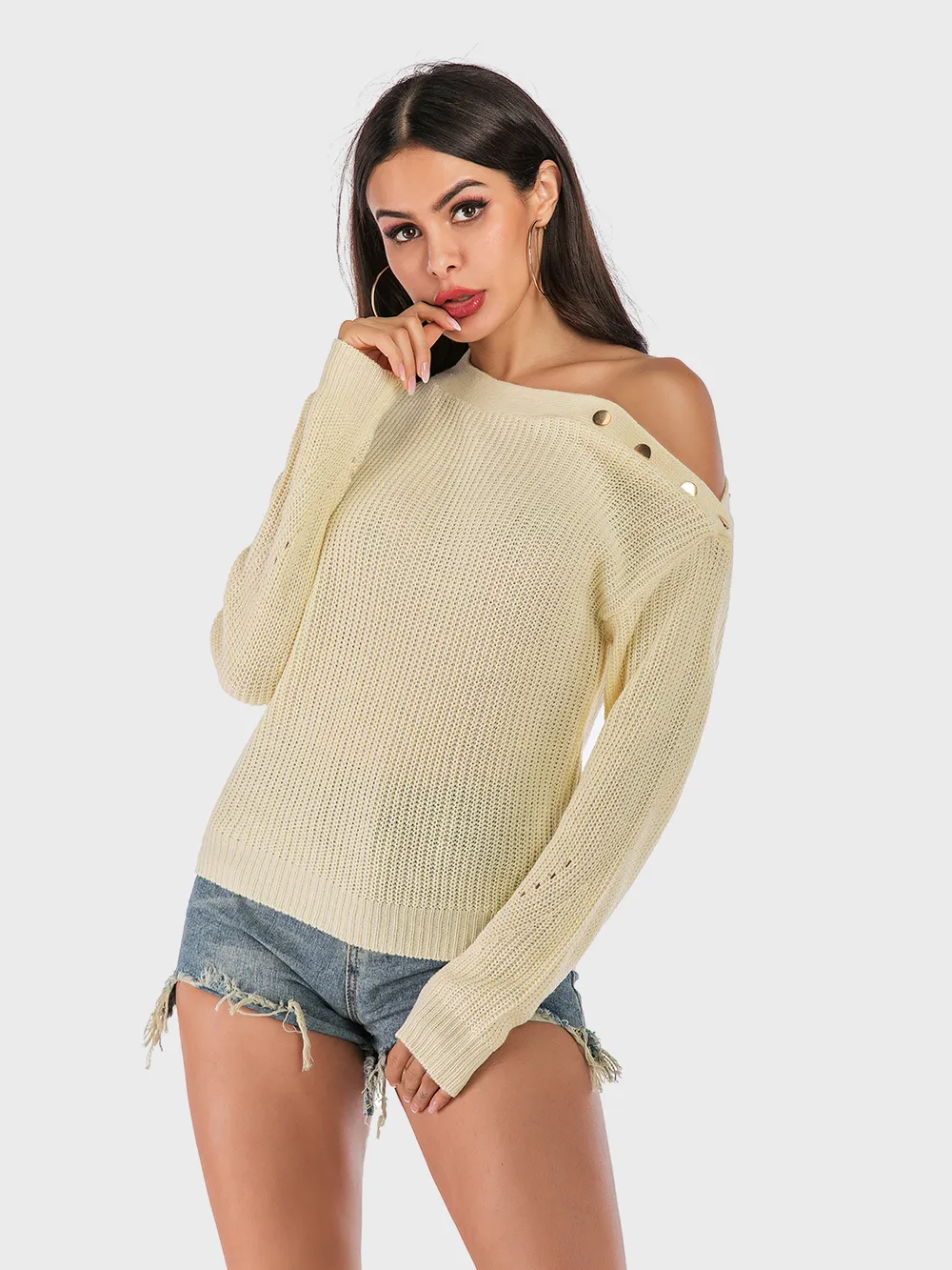 One Shoulder Long Sleeve Sweater, image 4