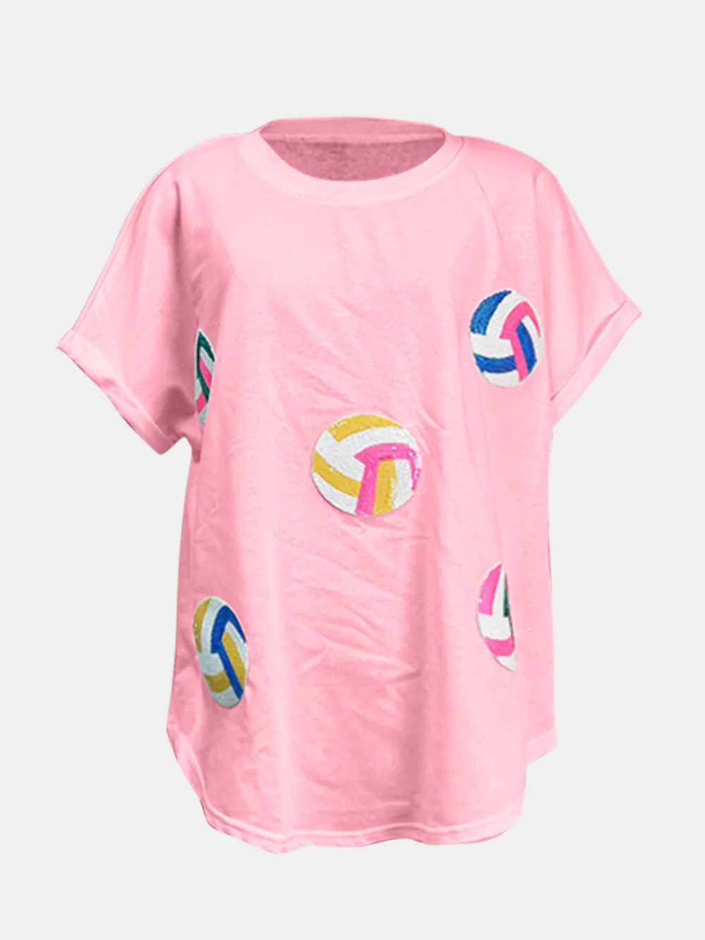 Sequin Round Neck Short Sleeve T-Shirt, image 12