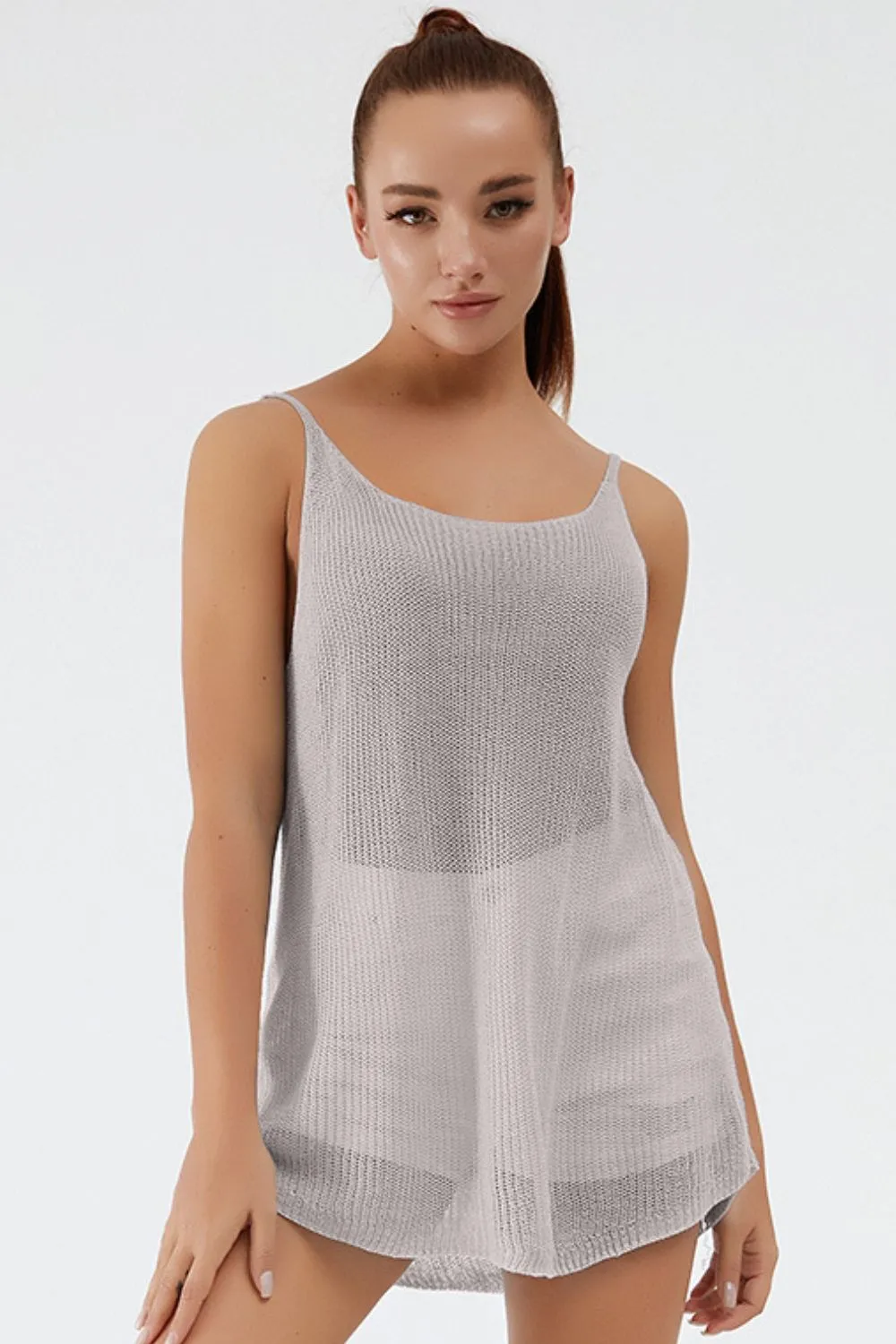 Scoop Neck Spaghetti Strap Knit Cami, image 18