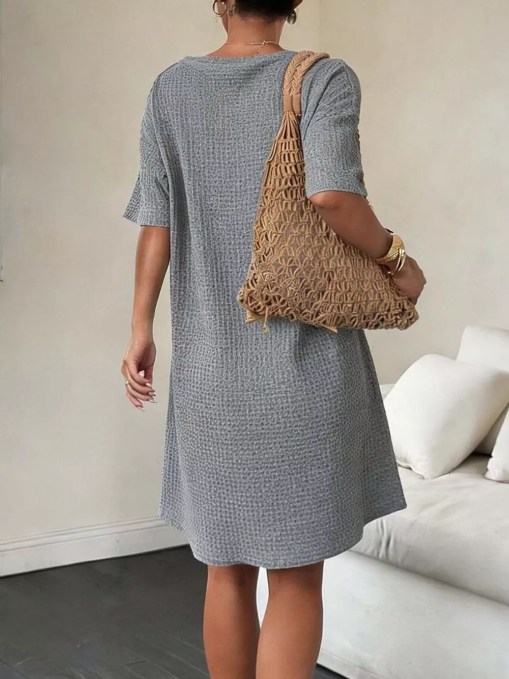 Button-Front Short Sleeve Dress, image 5