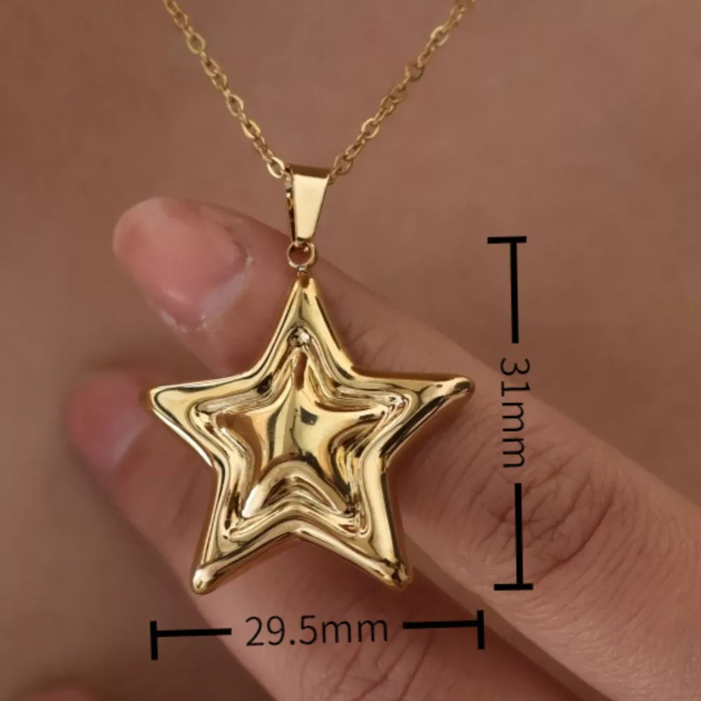 Stainless Steel Zircon Star Necklace, image 3