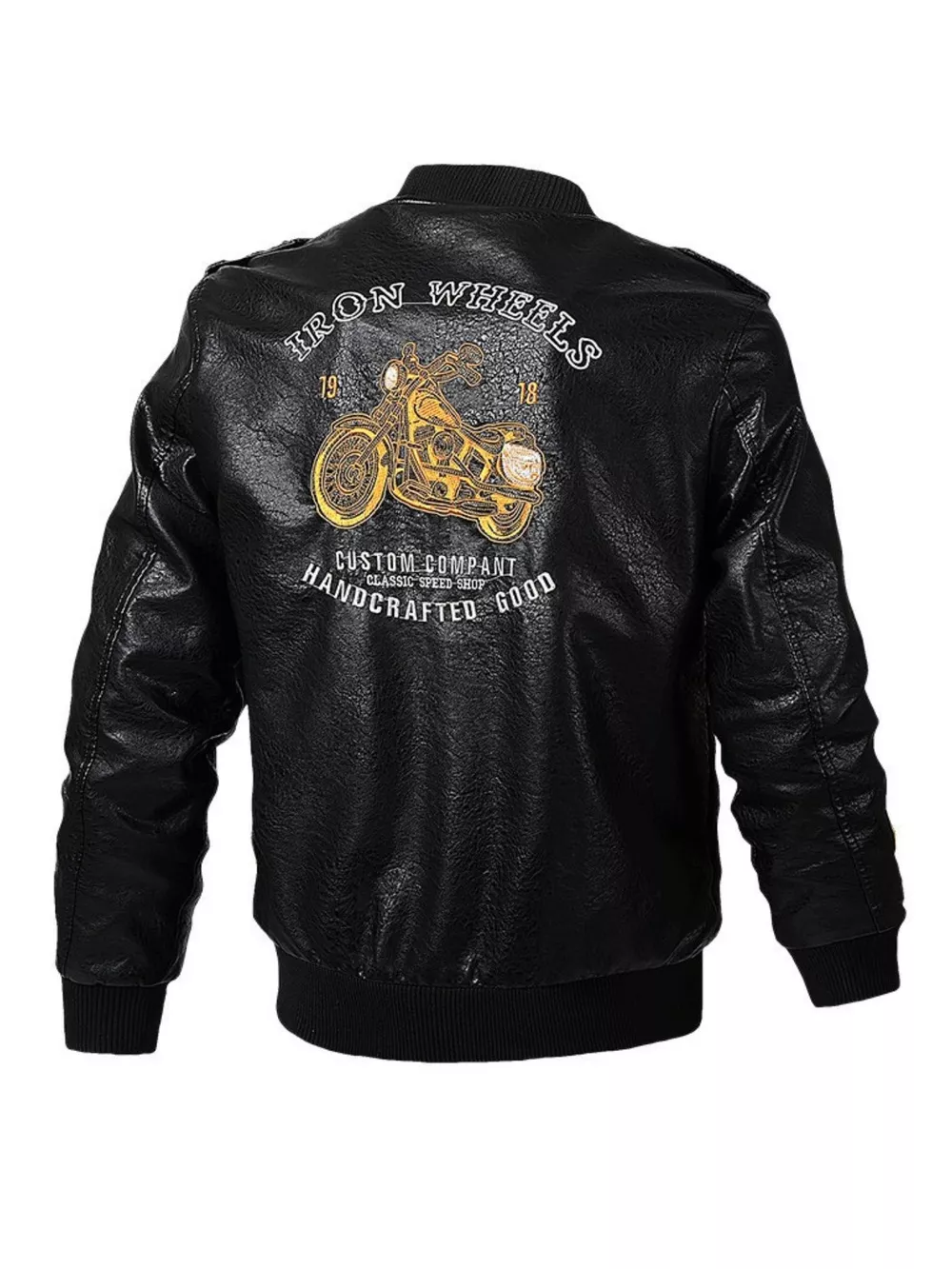 Men's Plus Size Zip Up Long Sleeve Motorcycle Jacket, image 3