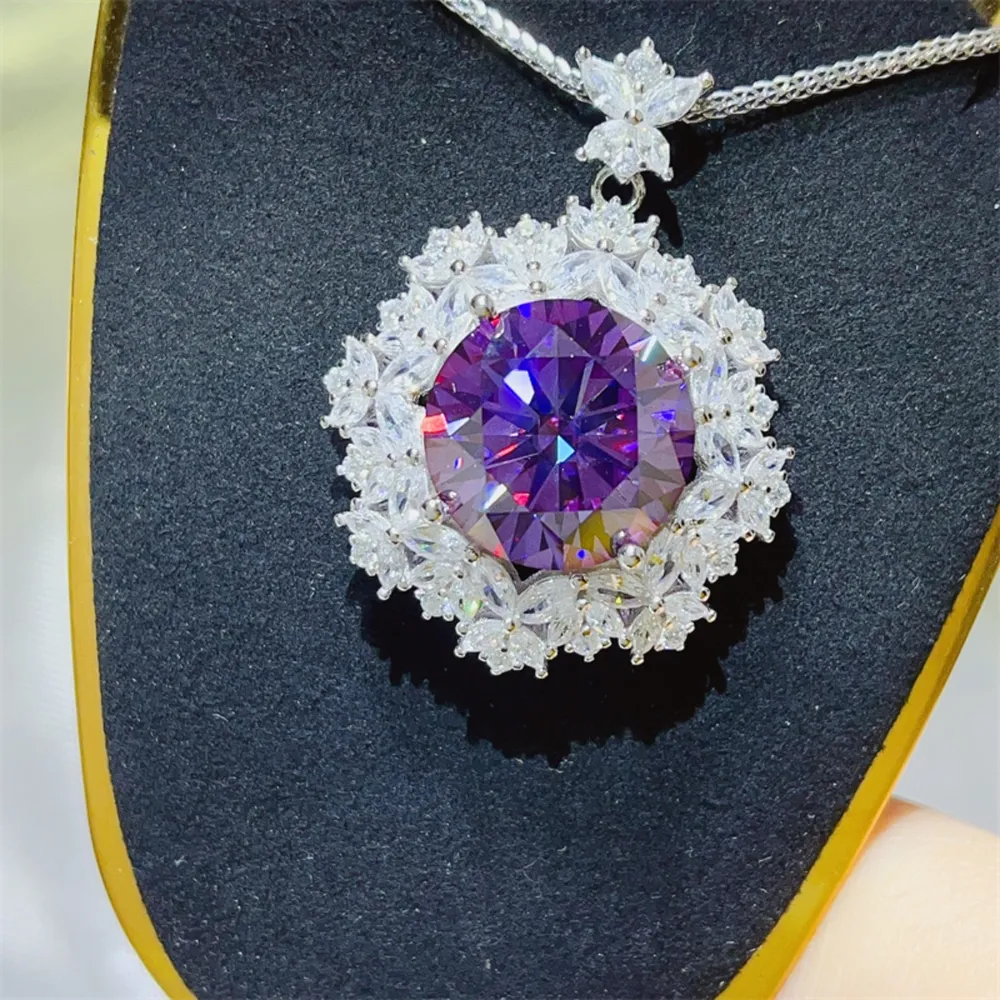 10 Carat Moissanite 925 Sterling Silver Necklace, image 2