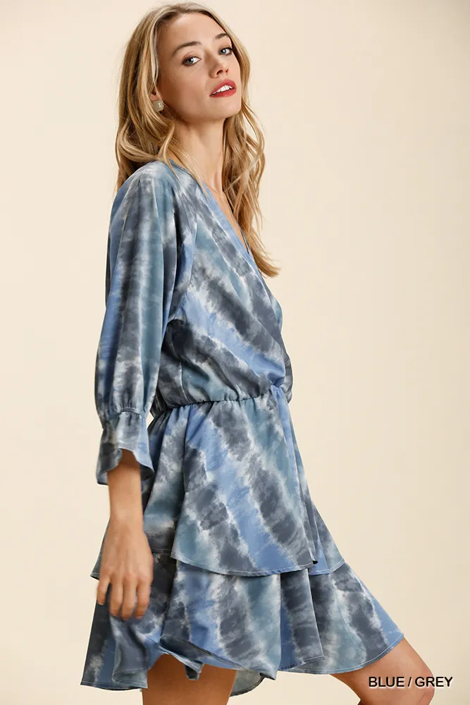 Tie Dye Ruffled Layered Dress with Elastic Waistband, image 3