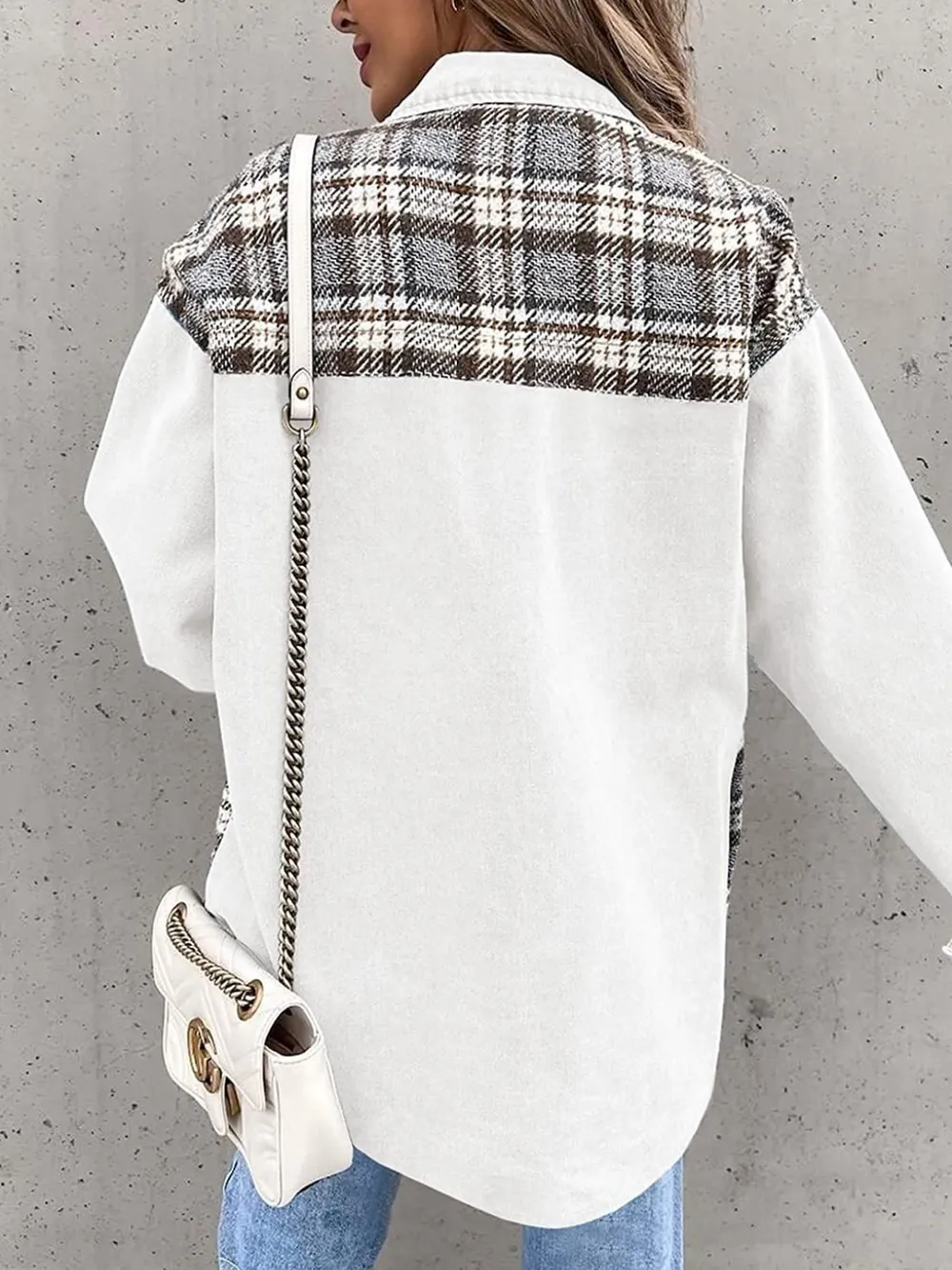 Plaid Button Up Dropped Shoulder Jacket, image 18