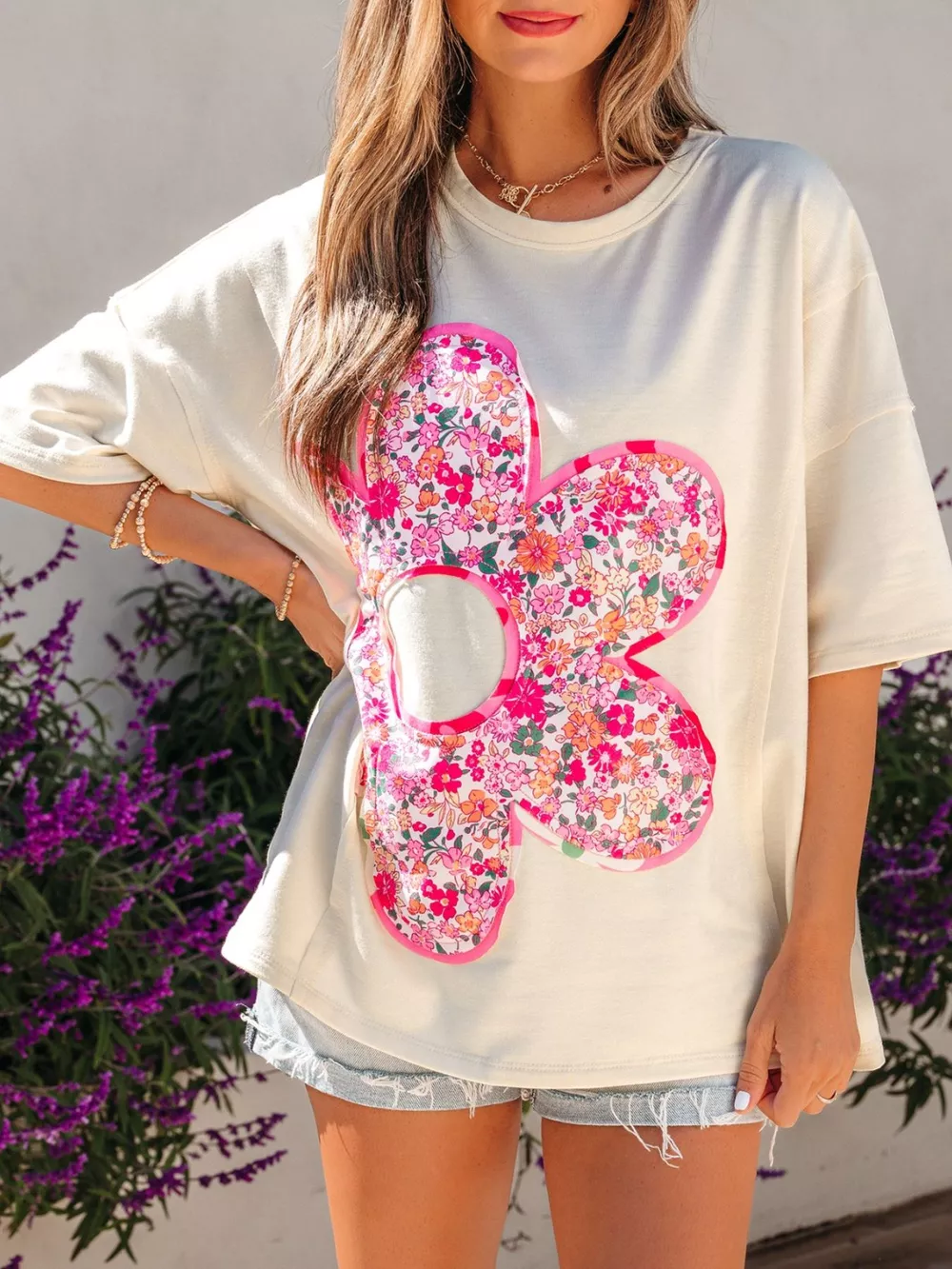 Floral Half Sleeve Oversized Top, image 11