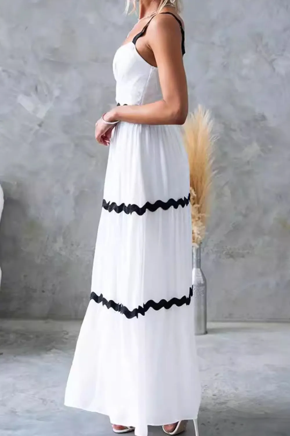 Tiered Maxi Dress with Scalloped Trim, image 5