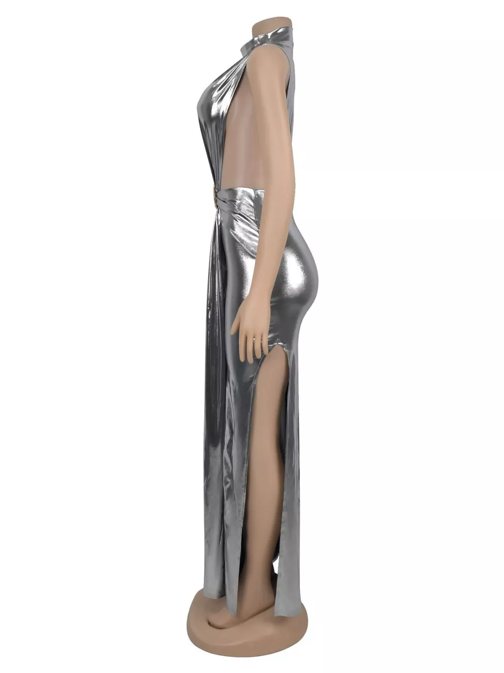 Mock Neck Cut-Out Ruched Maxi Dress, image 4