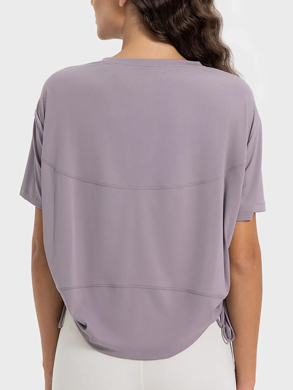 Drawstring Round Neck Short Sleeve Active T-Shirt, image 11