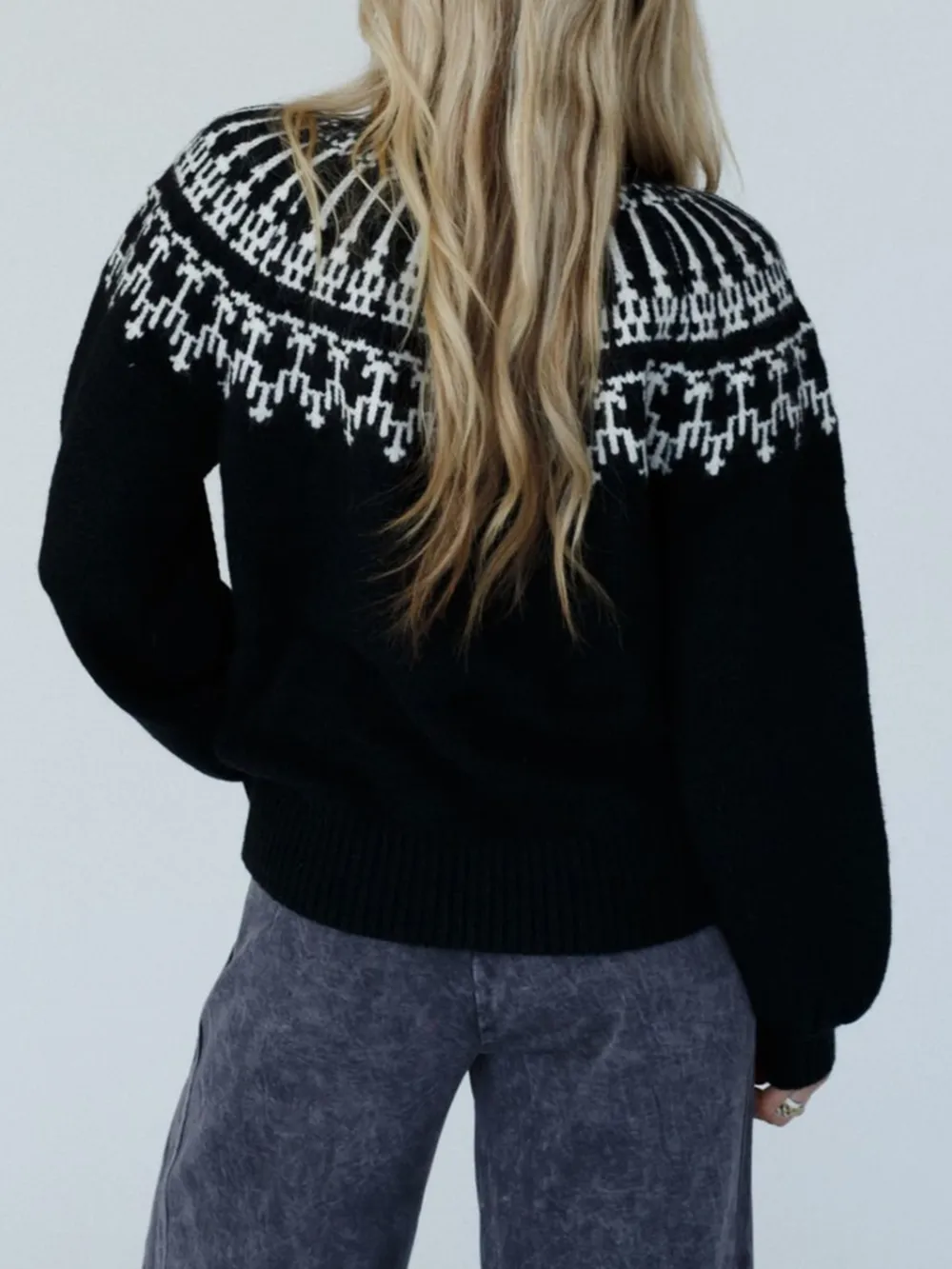 Contrast Turtleneck Long Sleeve Sweater, image 5