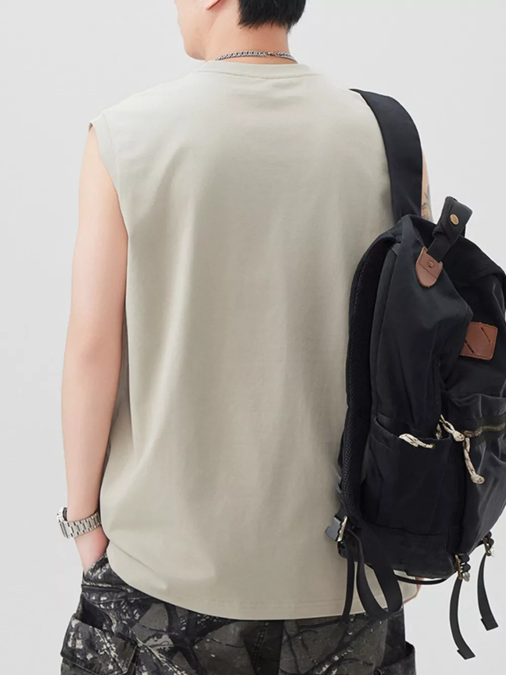 Men's Plus Size Letter Round Neck Tank, image 3