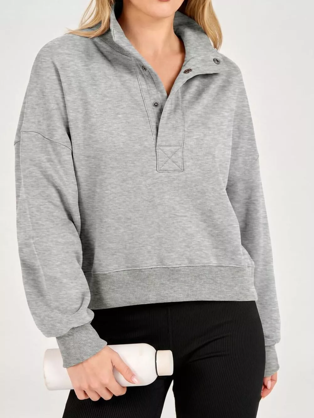 Half Snap Dropped Shoulder Sweatshirt, image 6