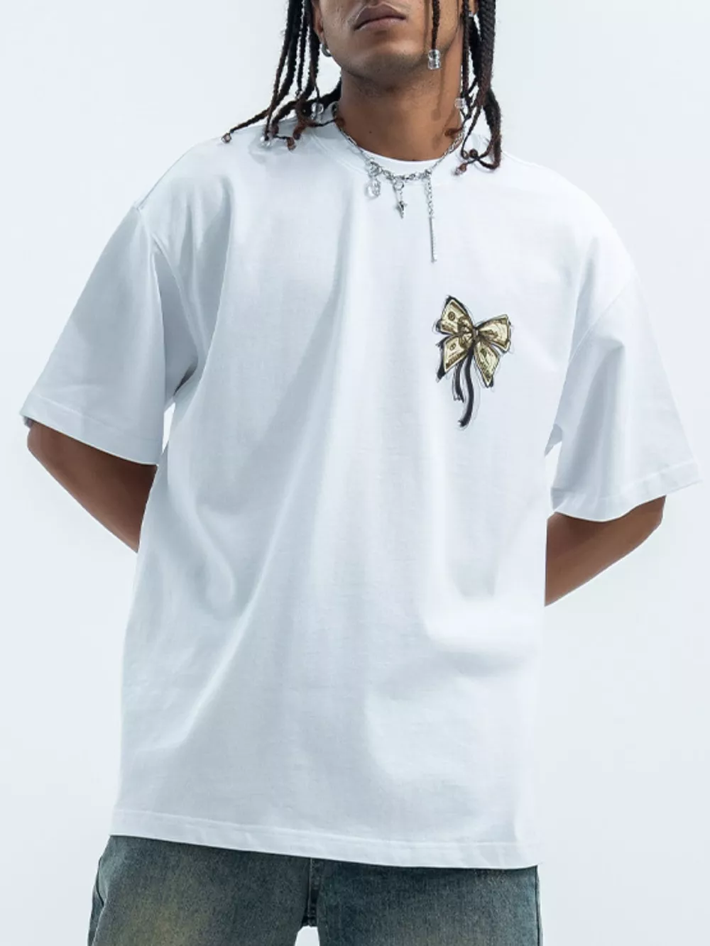 Men's Bow Graphic Oversized T-Shirt, image 4