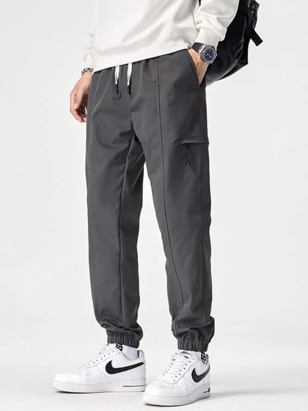 Men's Plus Size Drawstring Wide Leg Joggers, image 8