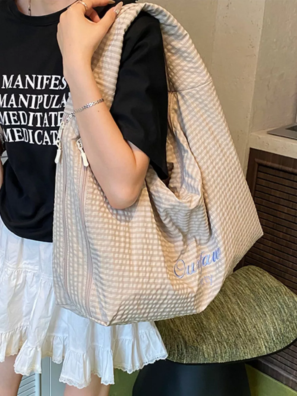 Casual Style Plaid Handbag, image 7