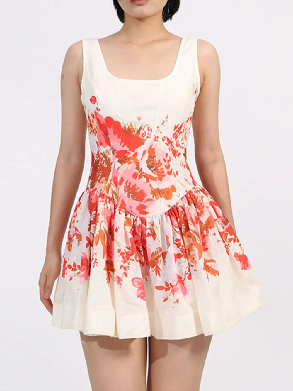 Floral Print Sleeveless A-Line Mini Dress, image 3
