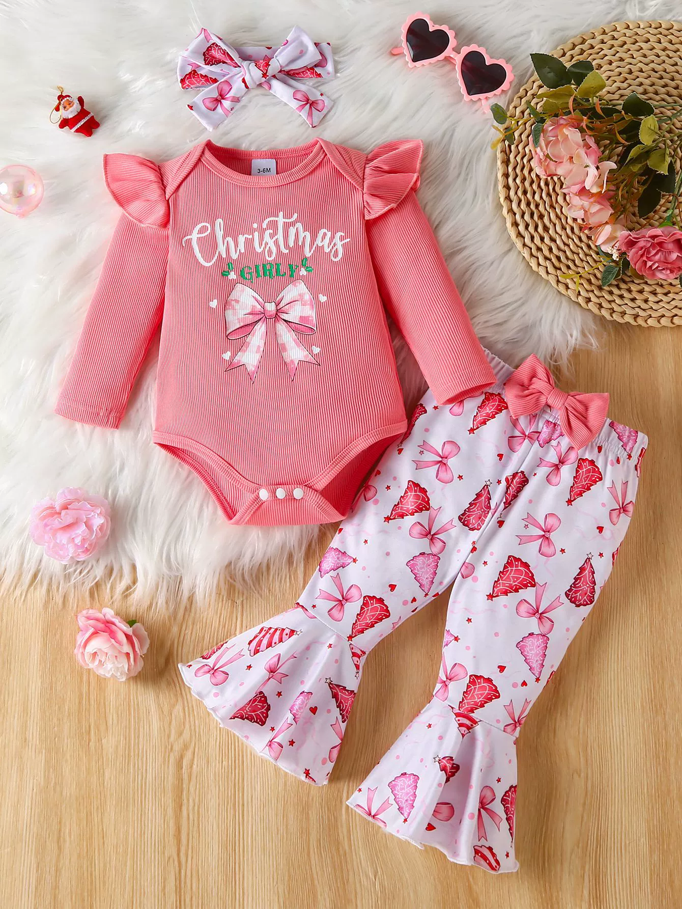 Children's Halloween Graphic Top and Pants 3-Piece Set with Headband, image 7