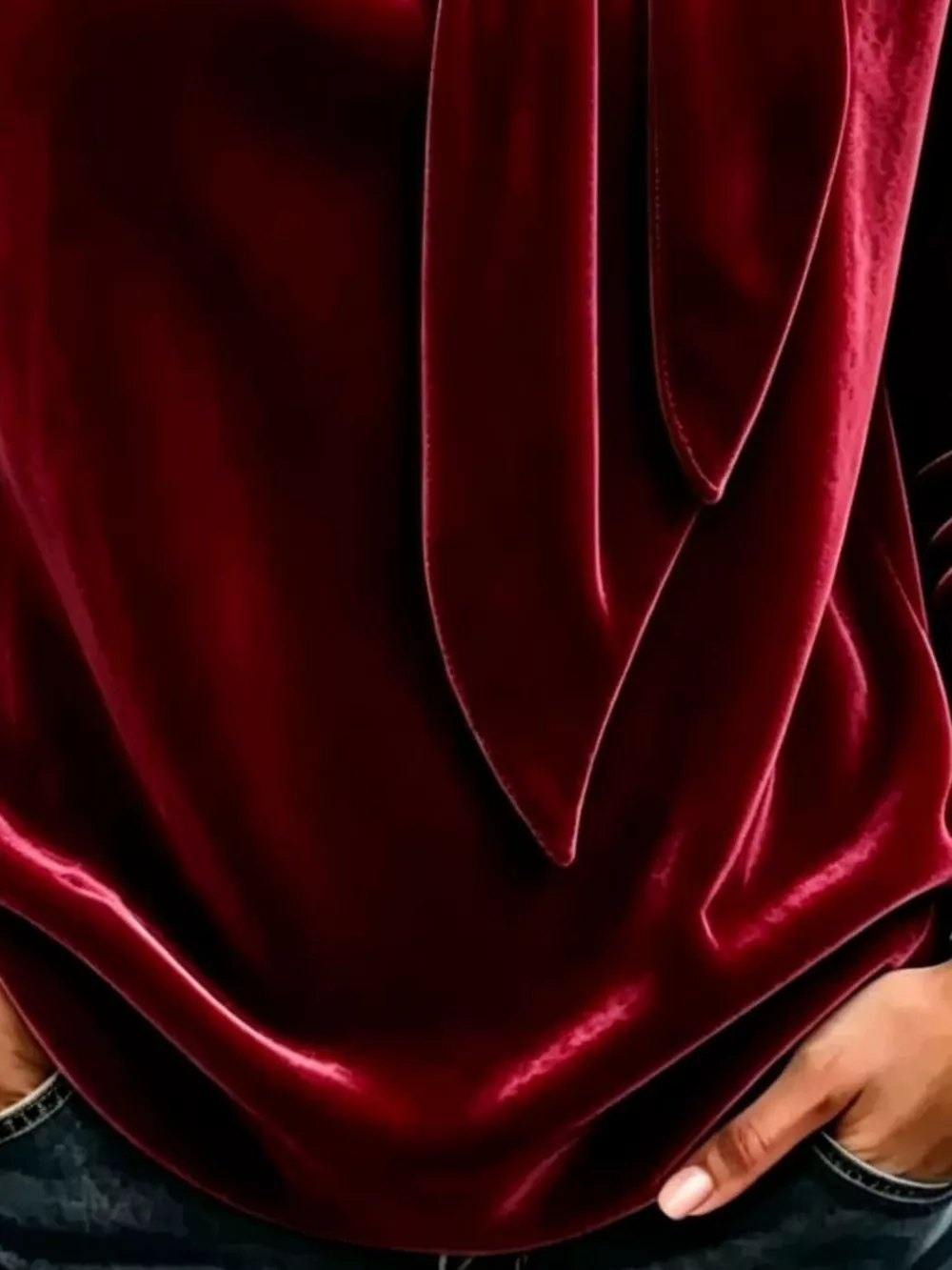 Velvet Tie Front Long Sleeve Sweatshirt, image 18