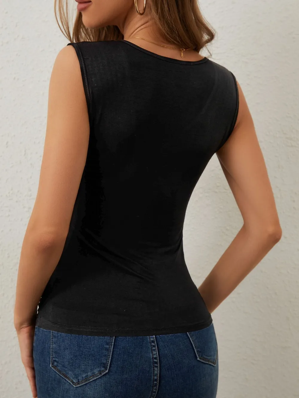 Rhinestone Detail Surplice Tank, image 5
