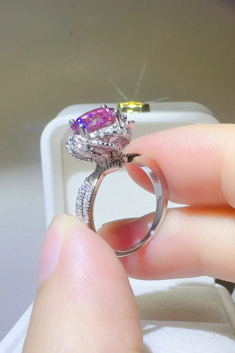 2 Carat Moissanite 925 Sterling Silver Flower Shaper Ring, image 3