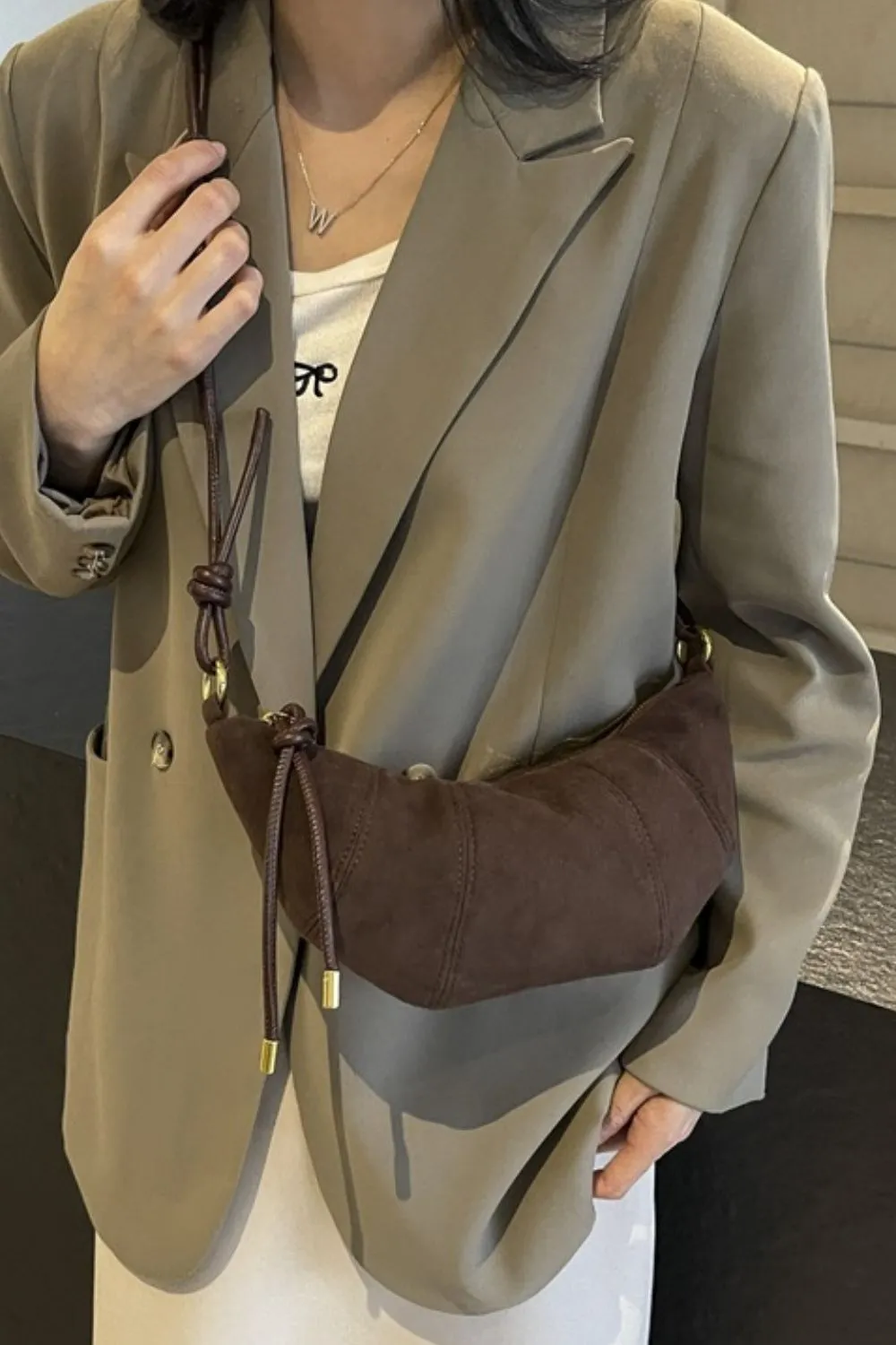 PU Leather Strap Suede Shoulder Bag, image 14