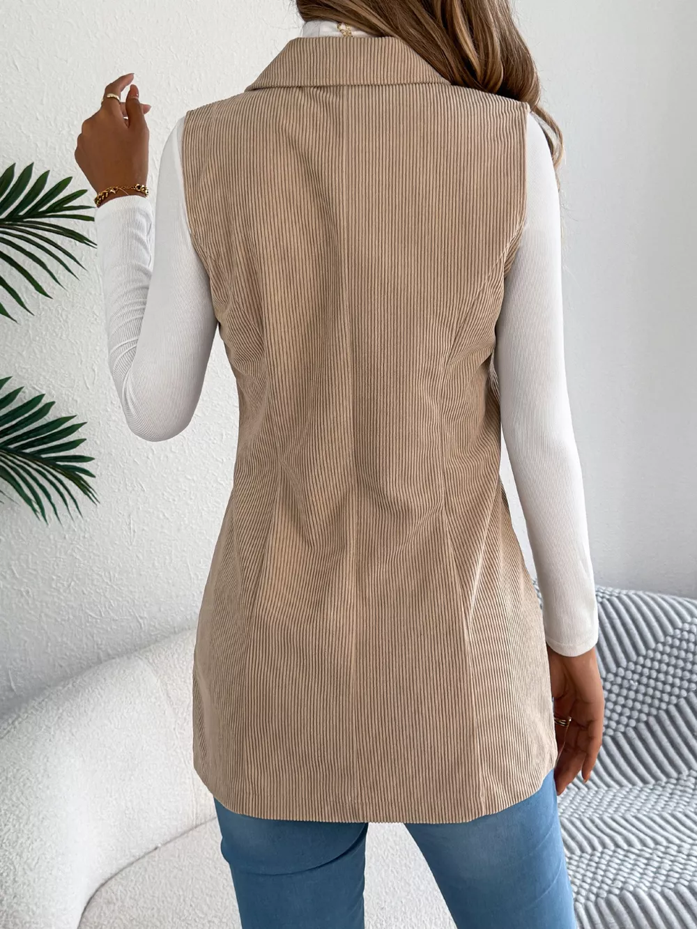 Button-Front Longline Vest Coat, image 3