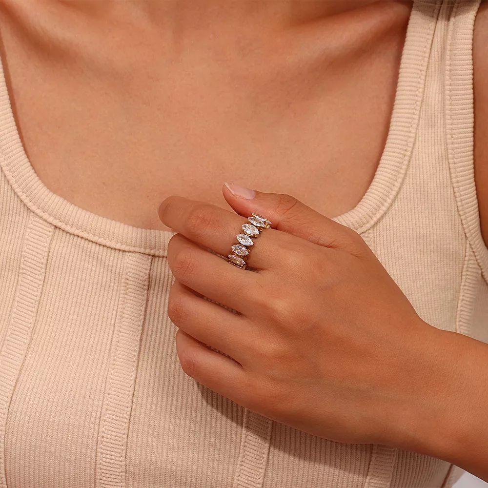 18K Gold-Plated Zircon Bracelet and Ring Jewelry Set, image 3