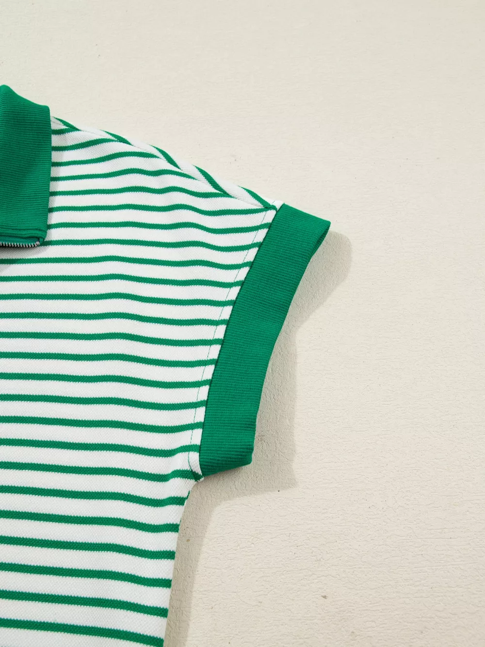 Stripe Quarter Zip Polo Collar T Shirt Dress with Pockets, image 19