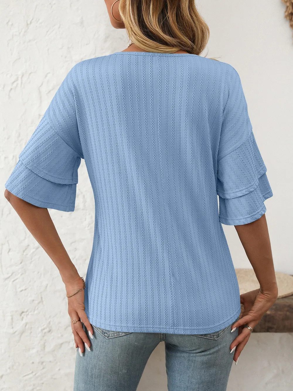 V-Neck Ruffle Half Sleeve Top, image 18