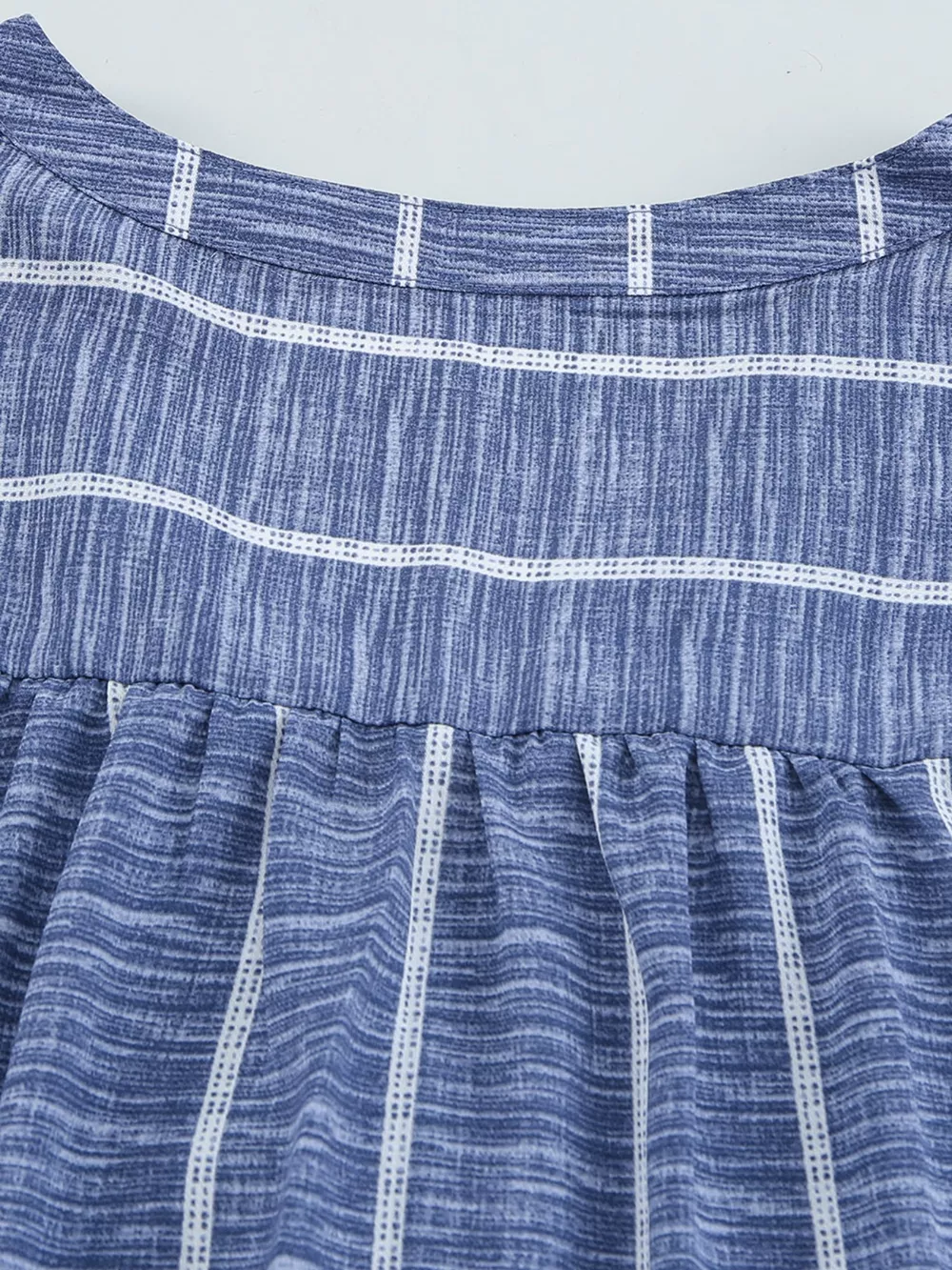 Striped Print V Neck Half Buttons Loose Blouse, image 10
