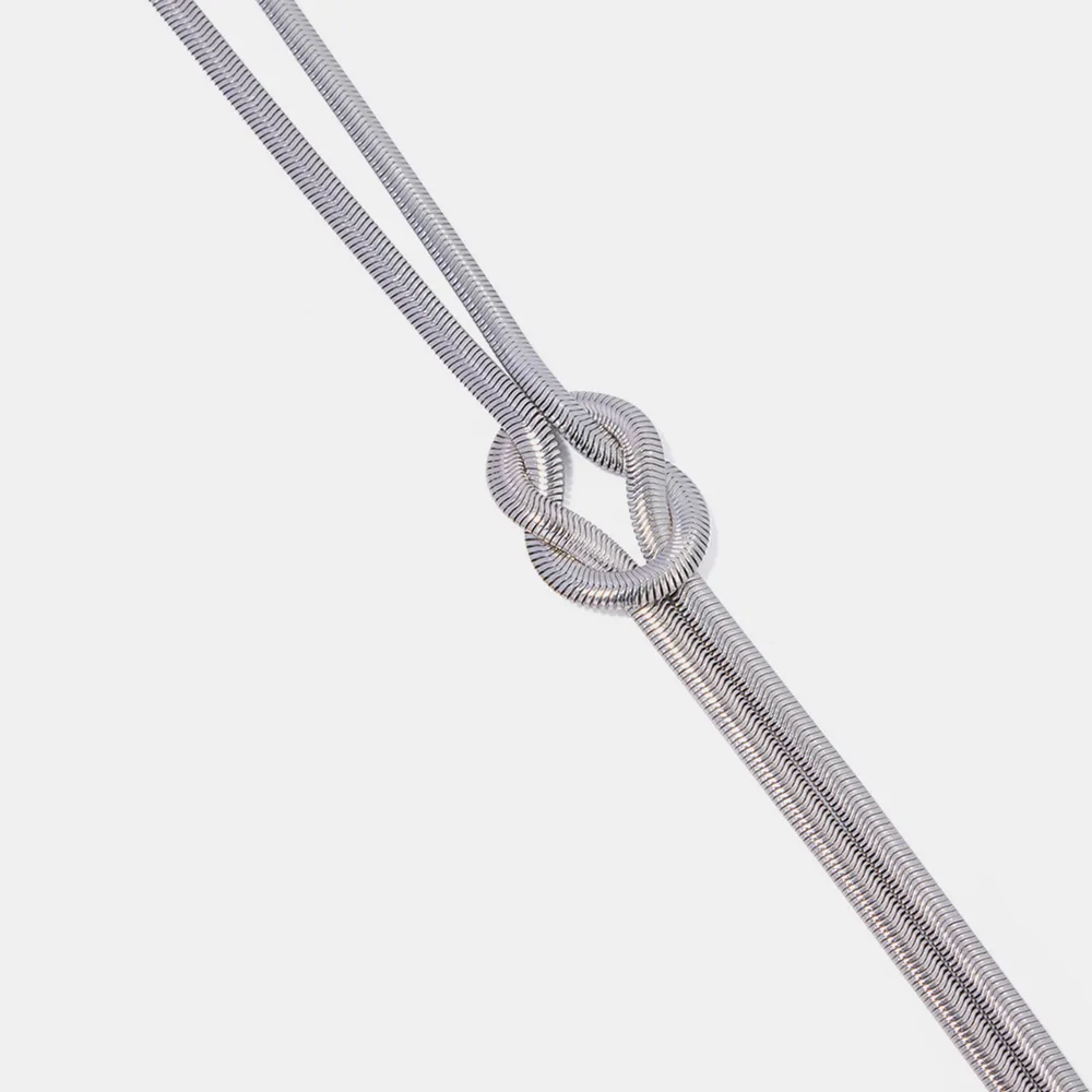 Double Layered Knot Herringbone Choker Necklace, image 5