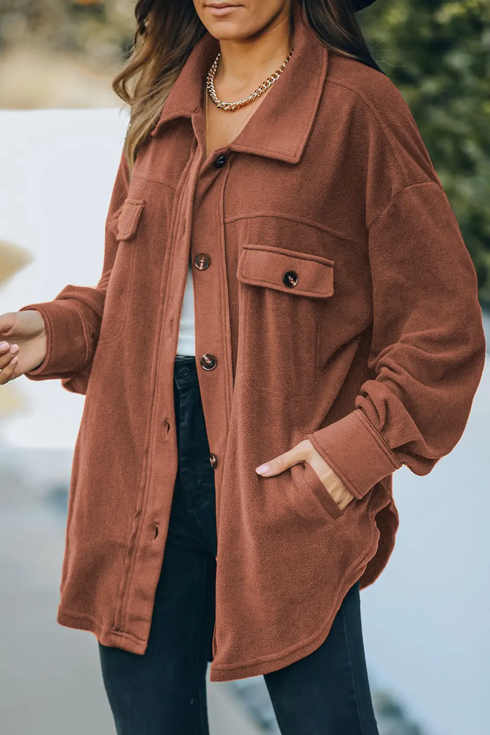 Button Up Collared Neck Long Sleeve Jacket, image 23