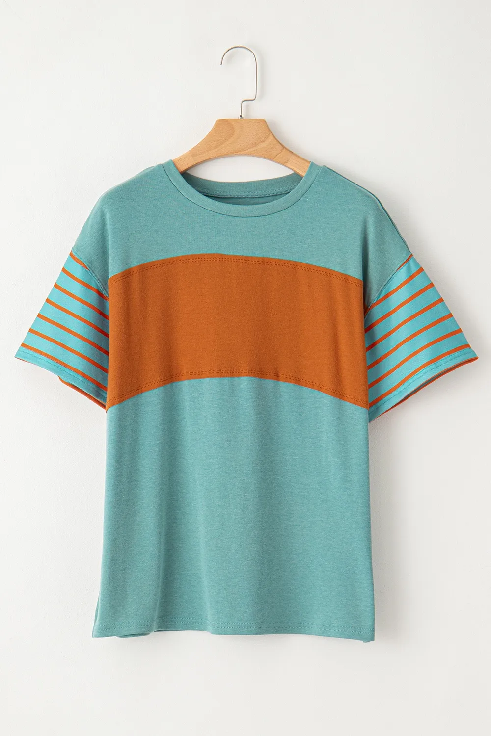 Striped Round Neck Short Sleeve T-Shirt, image 13