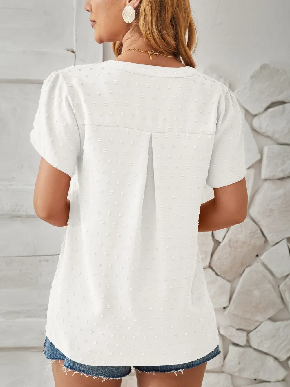 Swiss Dot Notched Petal Sleeve T-Shirt, image 16