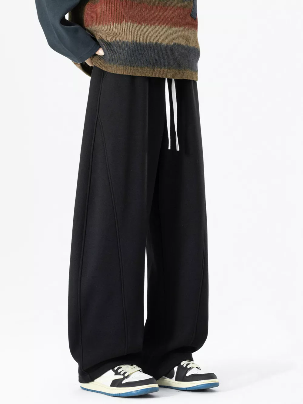 Men's Plus Size Loose Fit Drawstring Wide Leg Pants, image 4