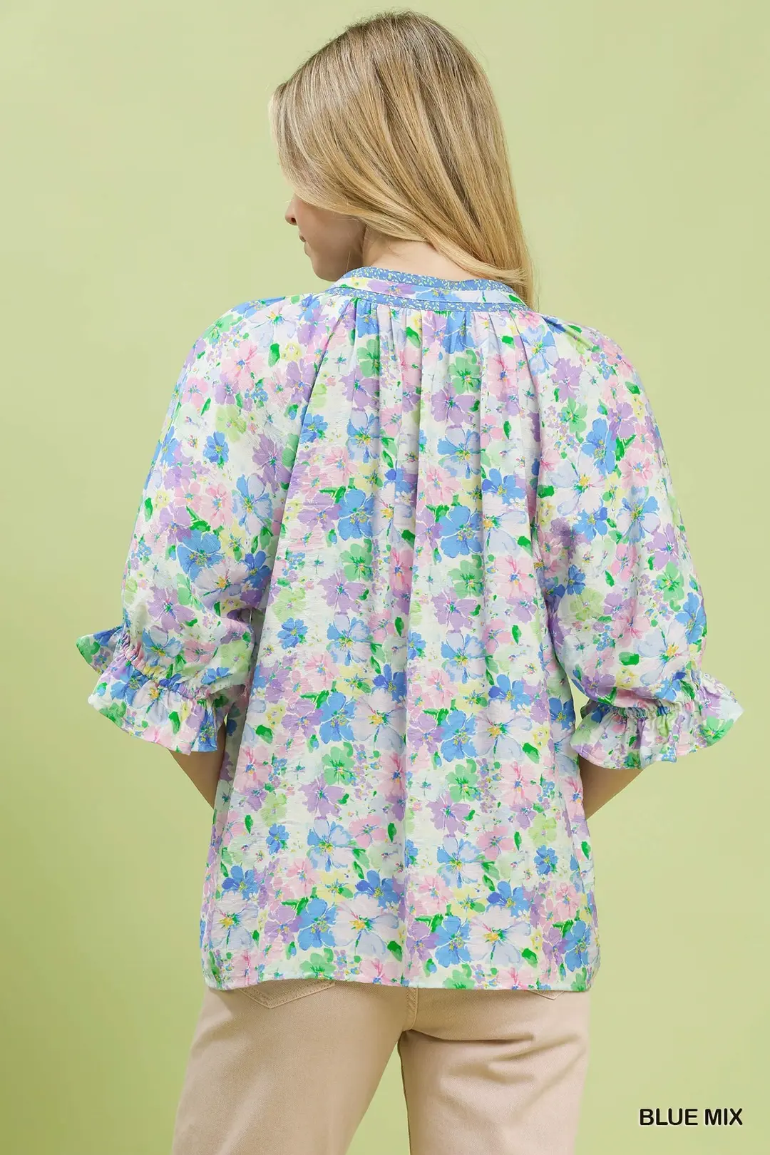 Mix Floral Print Ruffle Top, image 3