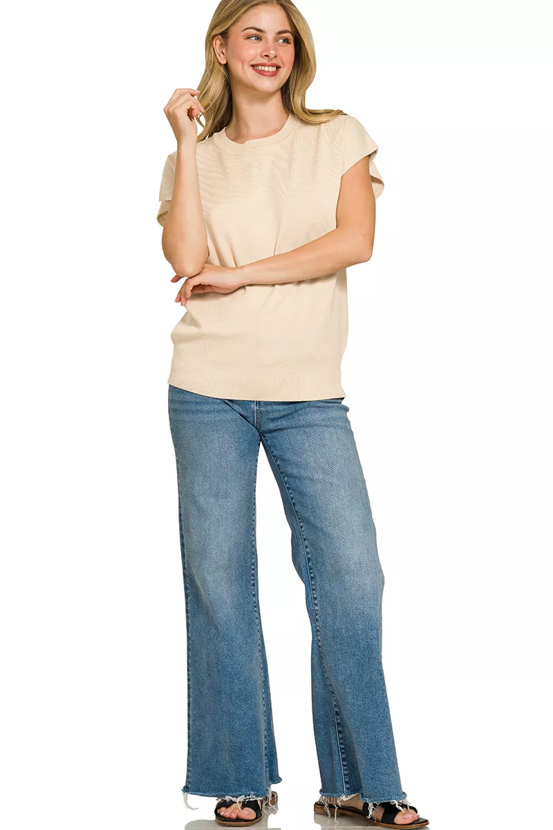 Viscose Round-neck Short Sleeve Sweater, image 3