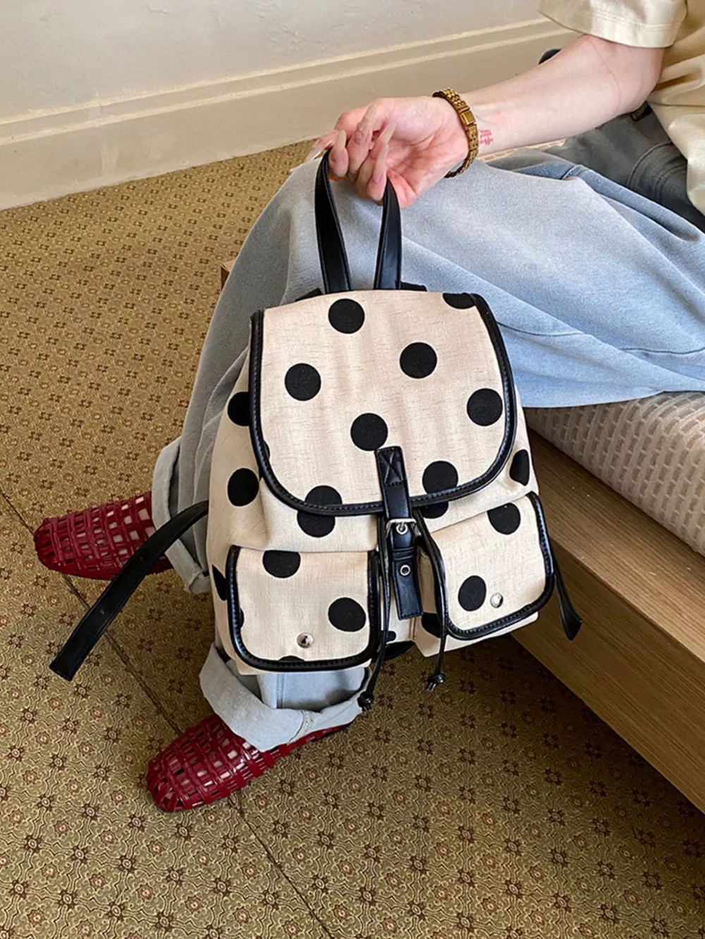 Polka Dot Backpack Bag, image 5