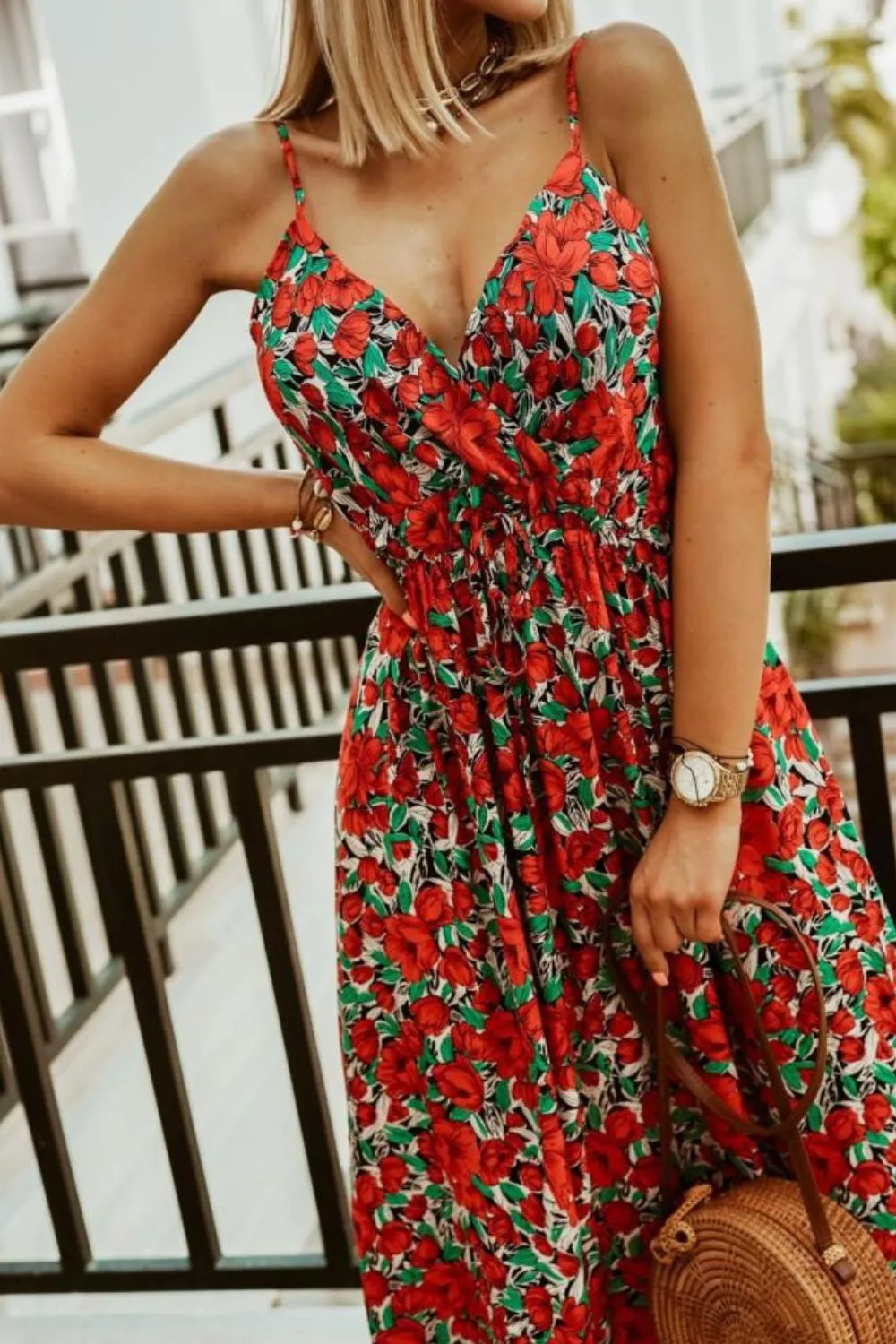 Printed Spaghetti Strap Maxi Dress, image 22