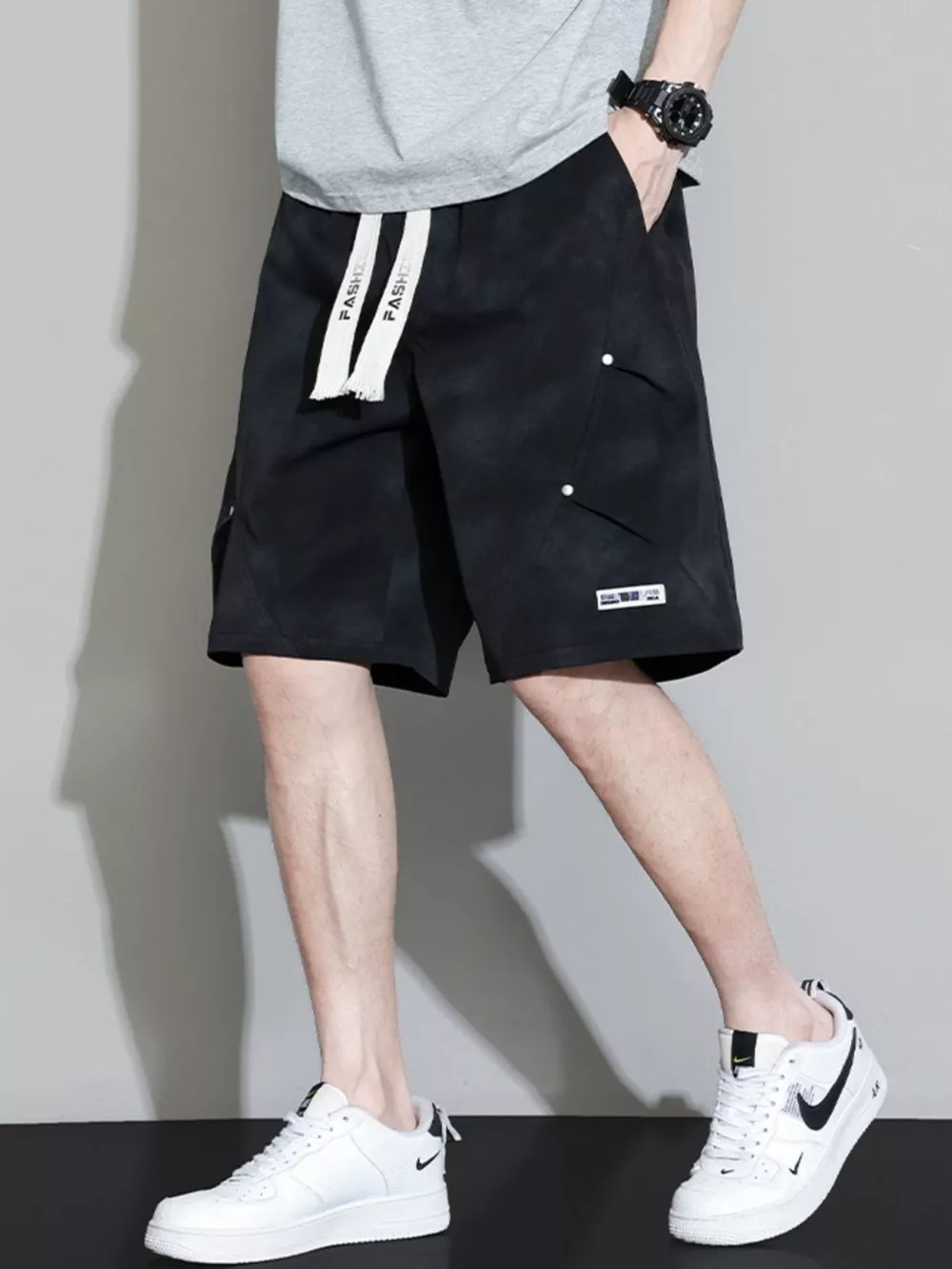 Men's Plus Size Casual Drawstring Cargo Shorts