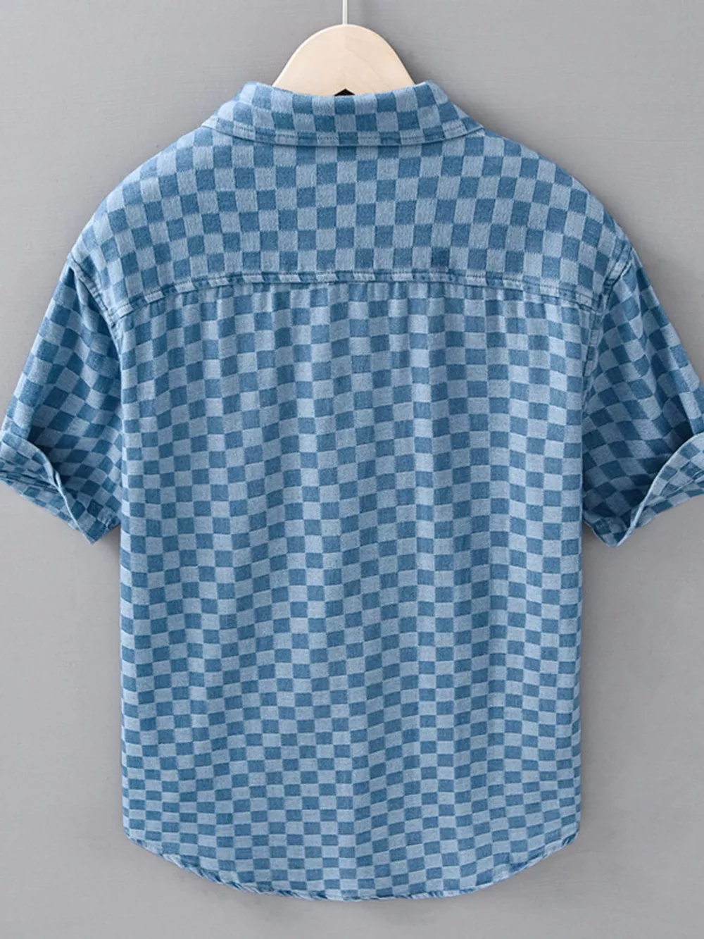 Men's Plus Size Checkered Pattern Short Sleeve Casual Shirt, image 3