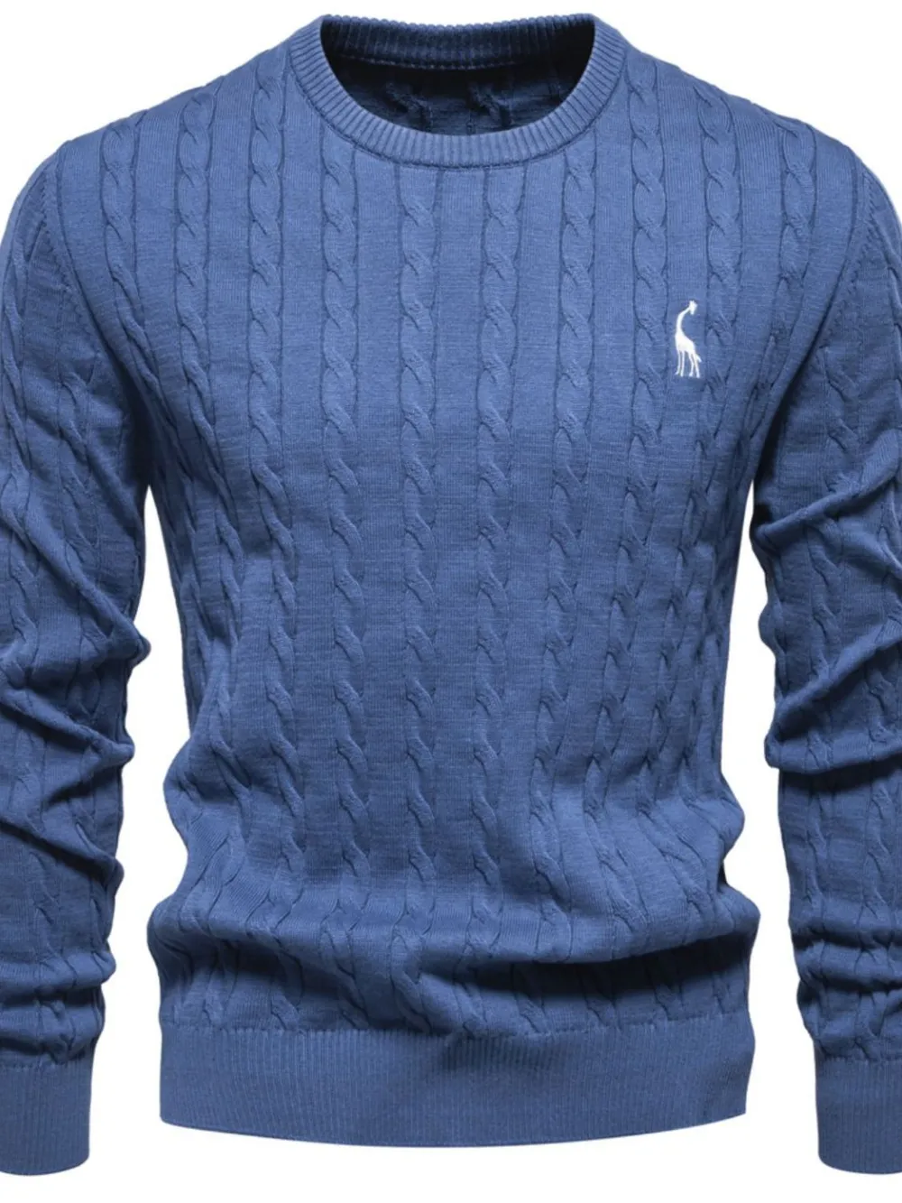 Men's Cable-Knit Round Neck Long Sleeve Sweater, image 9