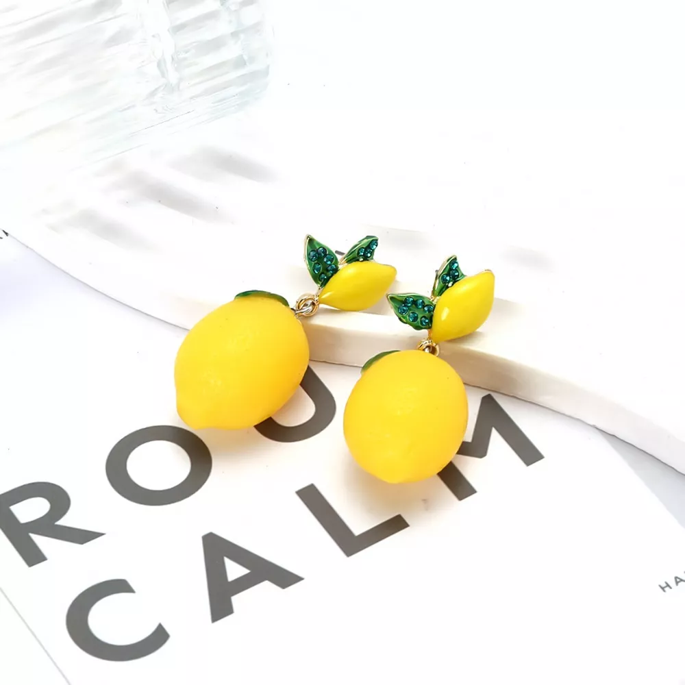 Lemon Fruit Drop Earrings
