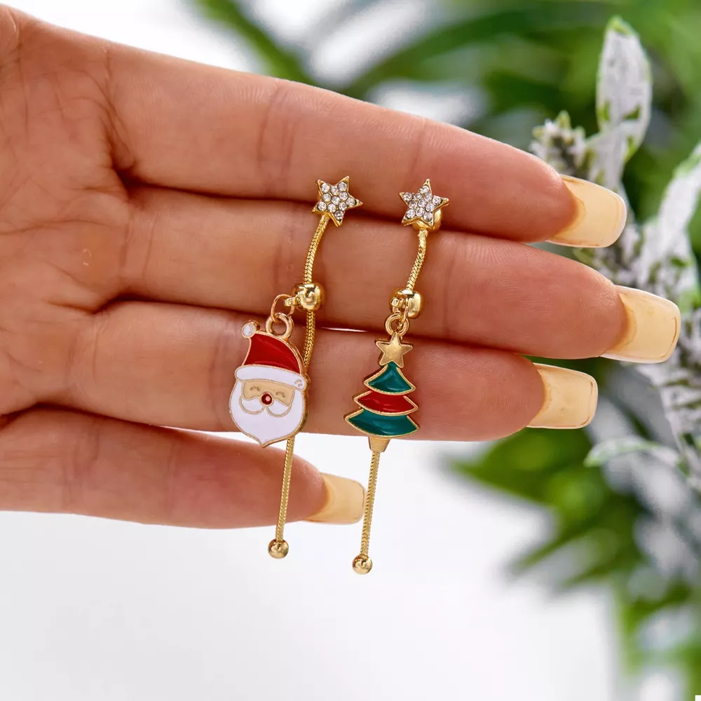 Christmas Santa Asymmetrical Drop Earrings, image 5