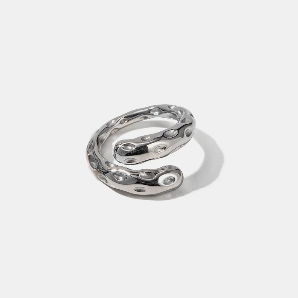 Titanium Steel Gold-Plated Bypass Ring, image 7