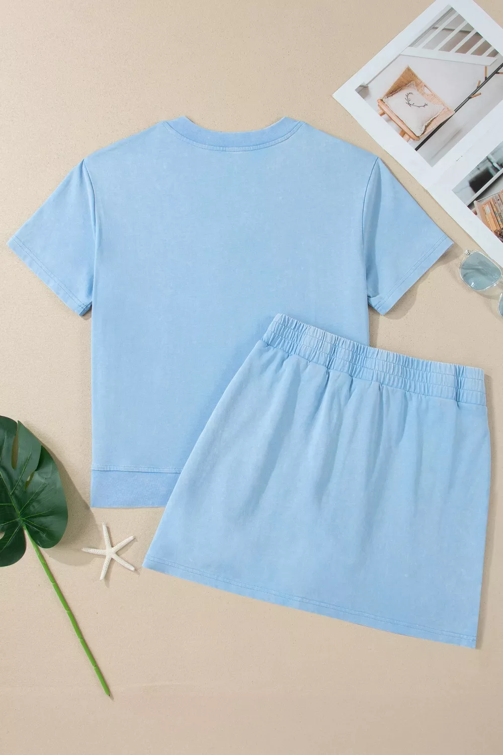 Casual V-Neck Short Sleeve Top and Skort Set, image 5
