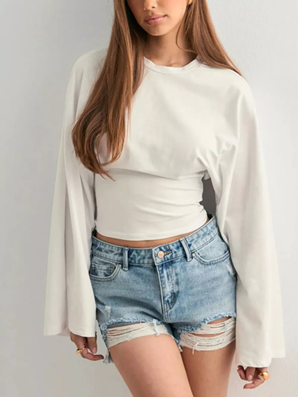 Full Size Long Sleeve Fitted T-Shirt Plus Size, image 13
